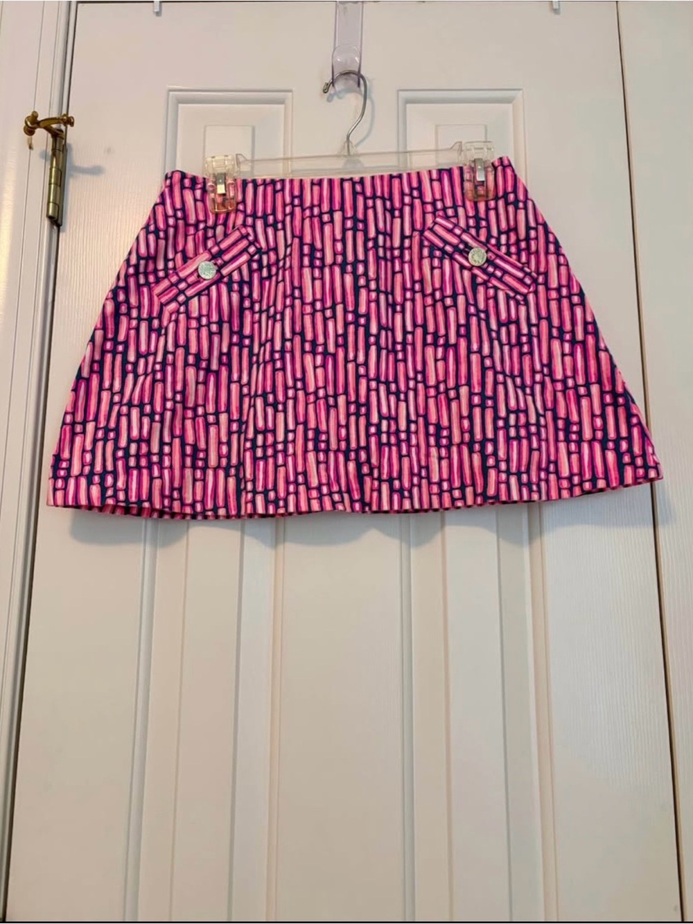 Lilly Pulitzer Pink and Navy Patterned Mini Skirt